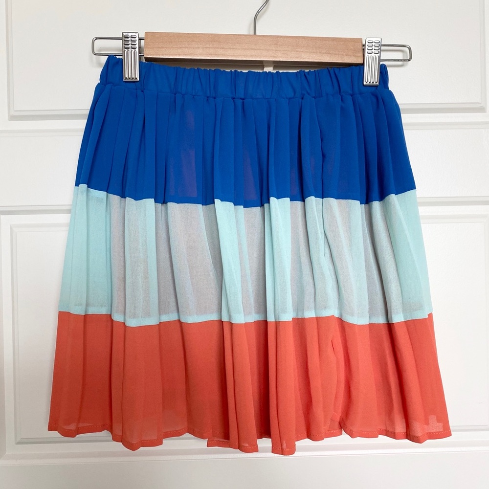 Francescas Tri Colorblock Mini Skirt Small